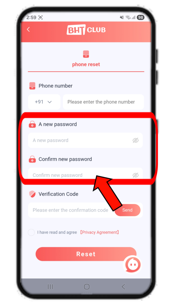 BHT Club forgot password